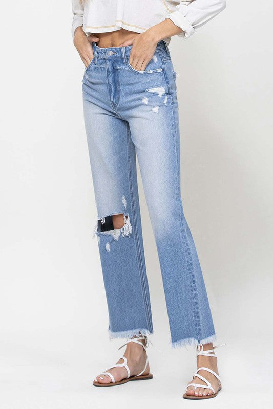 VERVET Georgia Twilight 90's Vintage Distressed Ankle Flare Jeans