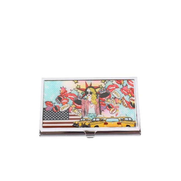 Nicole Lee USA Exclusive Premium Print Snap Closure Metallic Business Card Case