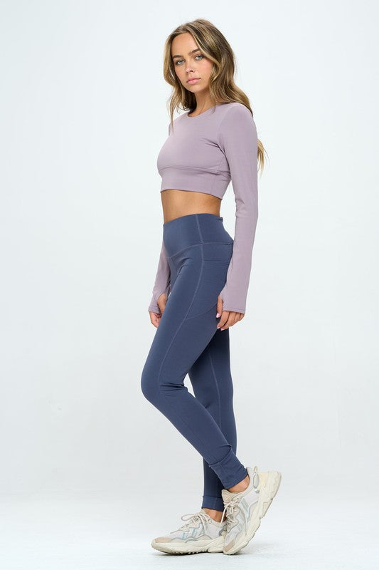 OTOS Active Two Tones Long Sleeves Top & Yoga Pants Activewear Set