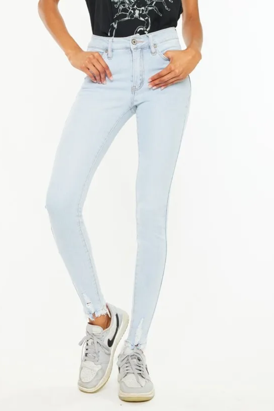 KanCan High Rise Waist Zipper Fly Stretch Light Washed Super Skinny Denim Jeans