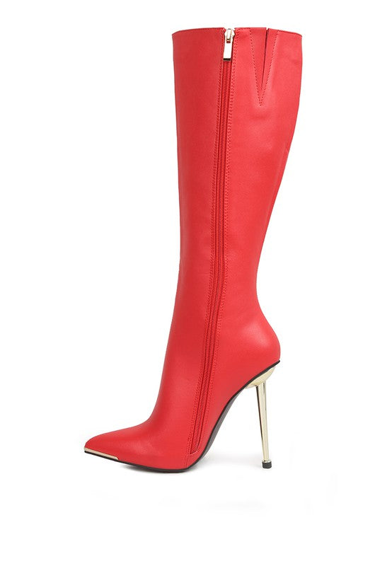 LONDON RAG Hale Faux Leather Pointed Heel Calf Boots