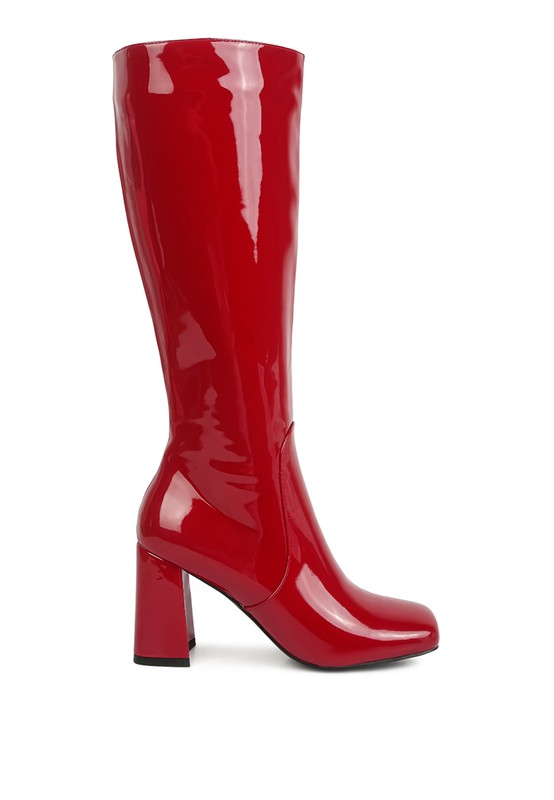 LONDON RAG Hypnotize Patent PU Block Heeled Calf Boots