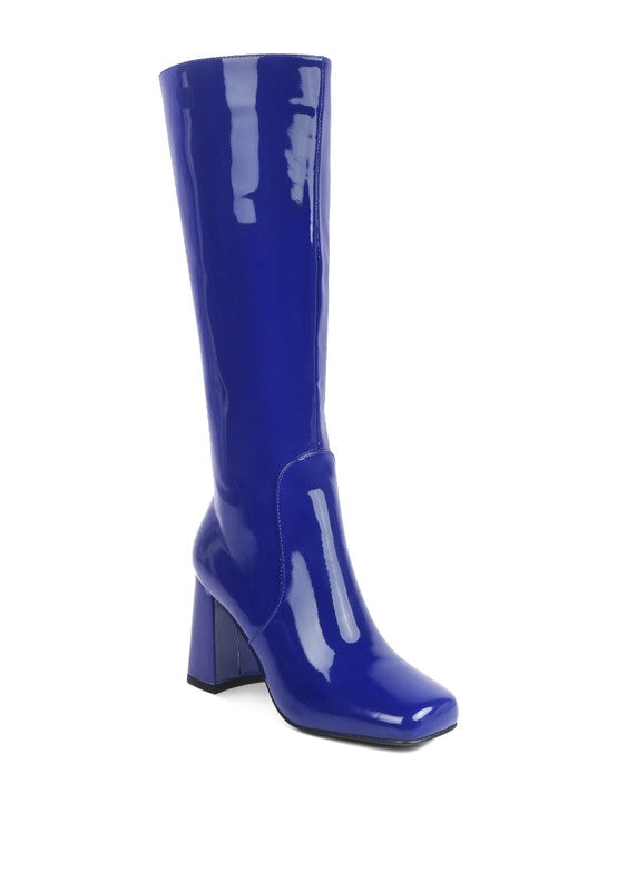 LONDON RAG Hypnotize Patent PU Block Heeled Calf Boots