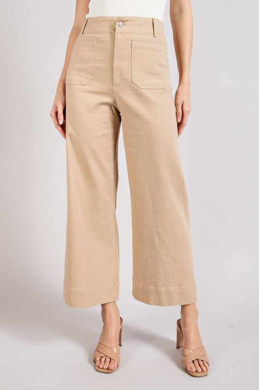 EESOME Soft Washed Wide Leg Pants with Front Pockets