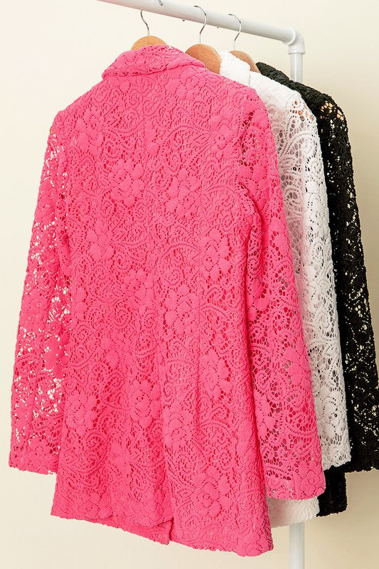 BiBi Single Breasted Long Sleeves Welt Pockets Lace Blazer