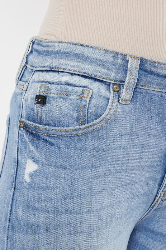 KANCAN High Rise Leg Distressed Bootcut Jeans