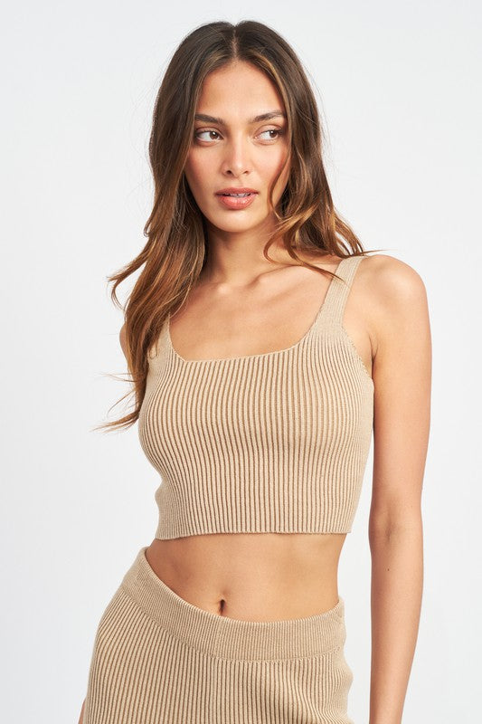 Emory Park Square Neck Sleeveless Cropped Top
