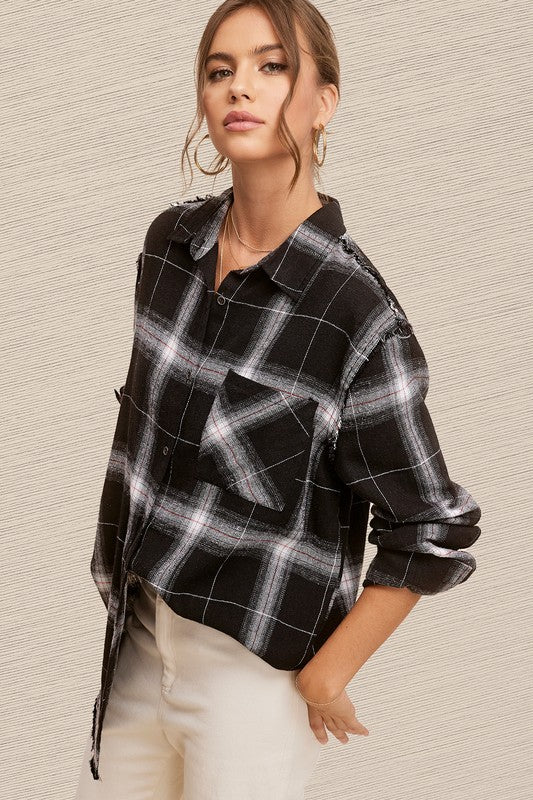 LA MIEL Celine Checked Pattern Long Sleeves Oversized Shirt