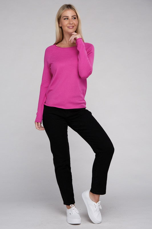 ZENANA Viscose Round Neck Long Sleeves Basic Sweater