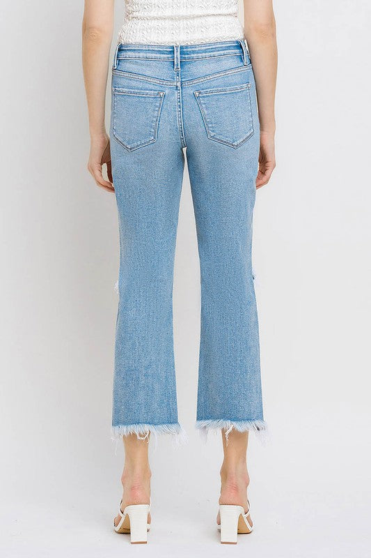 VERVET Torne River High Rise Distressed Frayed Hem Cropped Straight Jeans