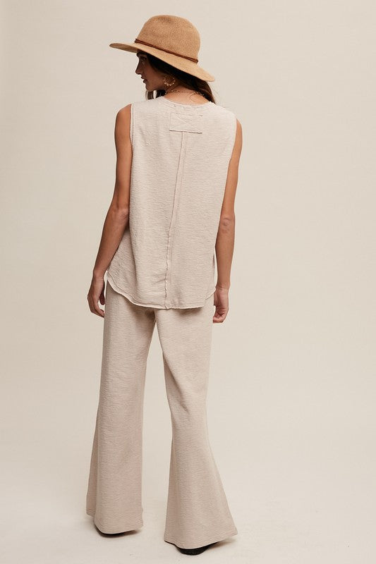 Listicle Soft Knit Tank Top & Elastic Waist Wide Leg Pants Set