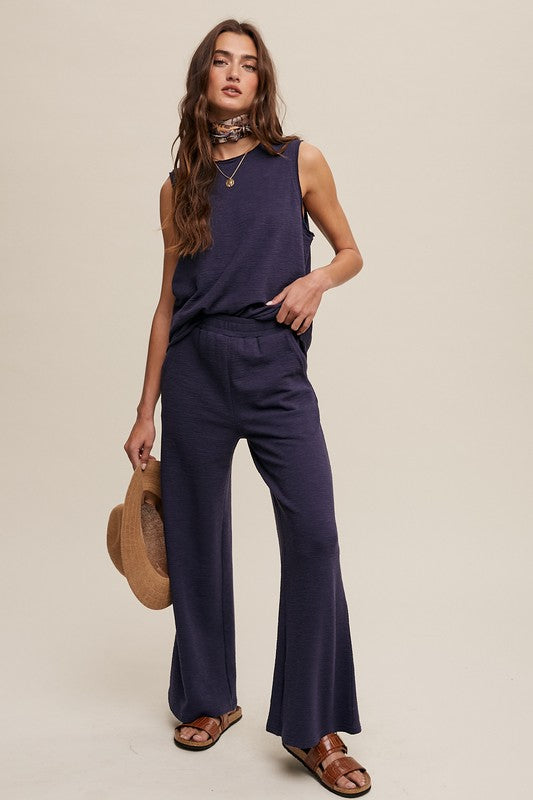 Listicle Soft Knit Tank Top & Elastic Waist Wide Leg Pants Set