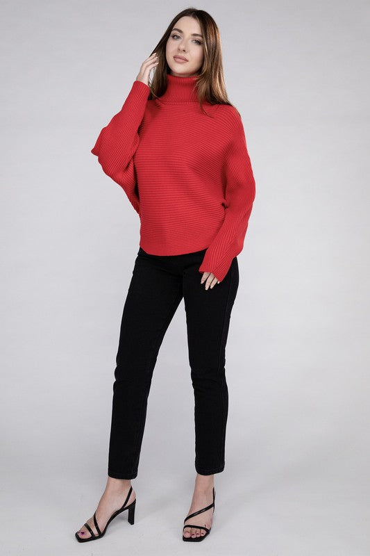 ZENANA Viscose Dolman Sleeves Turtleneck Sweater