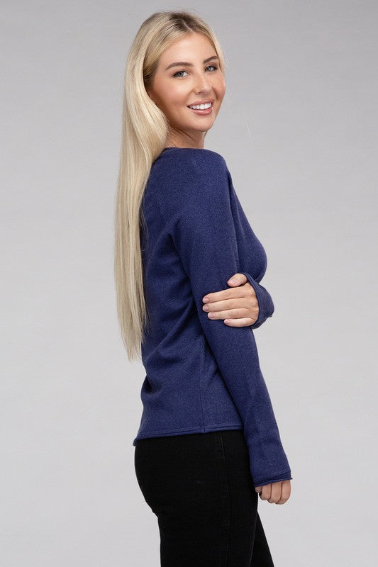 ZENANA Viscose Round Neck Long Sleeves Basic Sweater