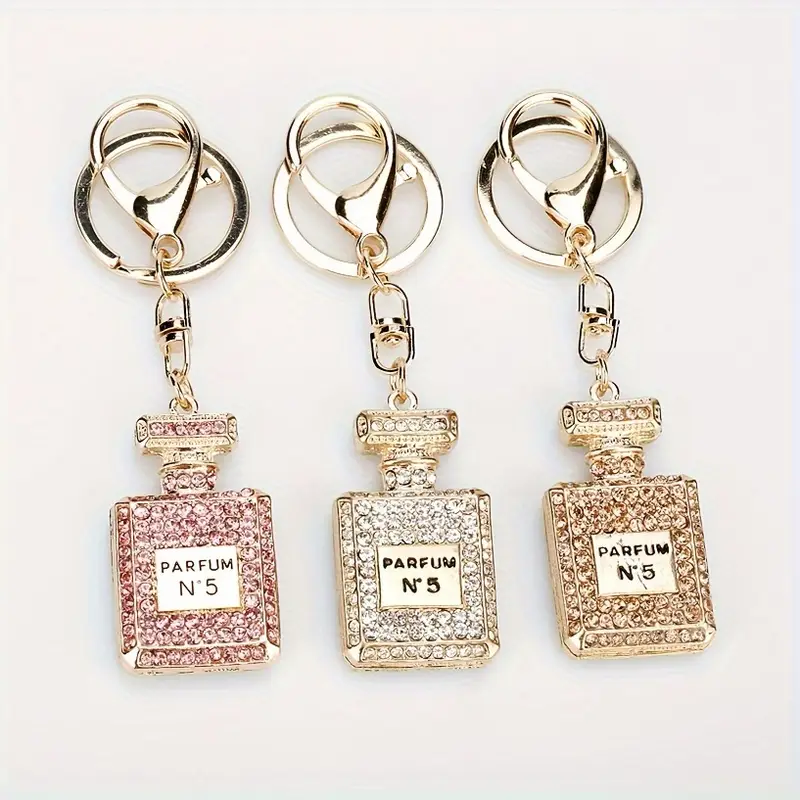 Exquisite Crystal Perfume Bottle Keychain Rhinestone Charm Bag Pendant | Blue