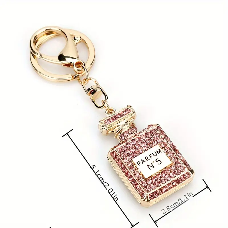 Exquisite Crystal Perfume Bottle Keychain Rhinestone Charm Bag Pendant | Pink