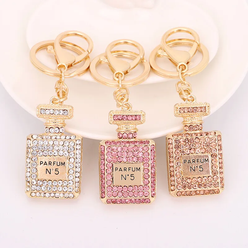 Exquisite Crystal Perfume Bottle Keychain Rhinestone Charm Bag Pendant | Pink