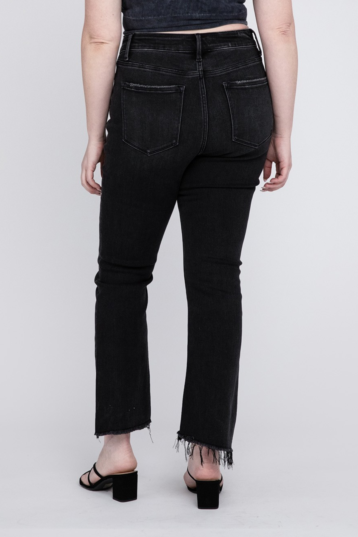 VERVET Righteousness Plus High Rise Frayed Hem Cropped Flare Jeans