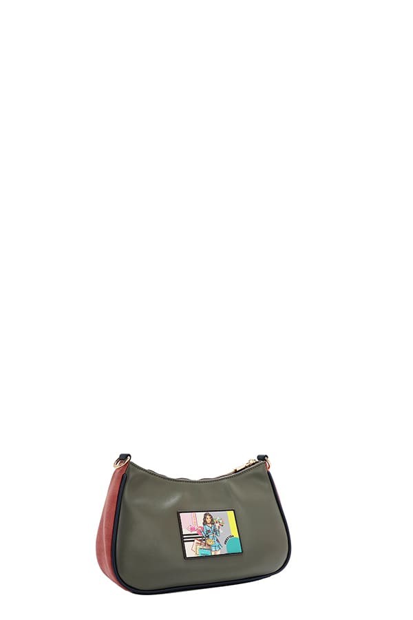 Nicole Lee USA Nikky Goes Shopping Crescent Shaped Zipper Closure Crossbody Bag