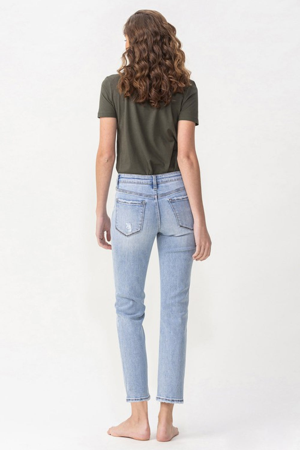 Lovervet by VERVET Full Size Andrea Mid Rise Cropped Straight Jeans