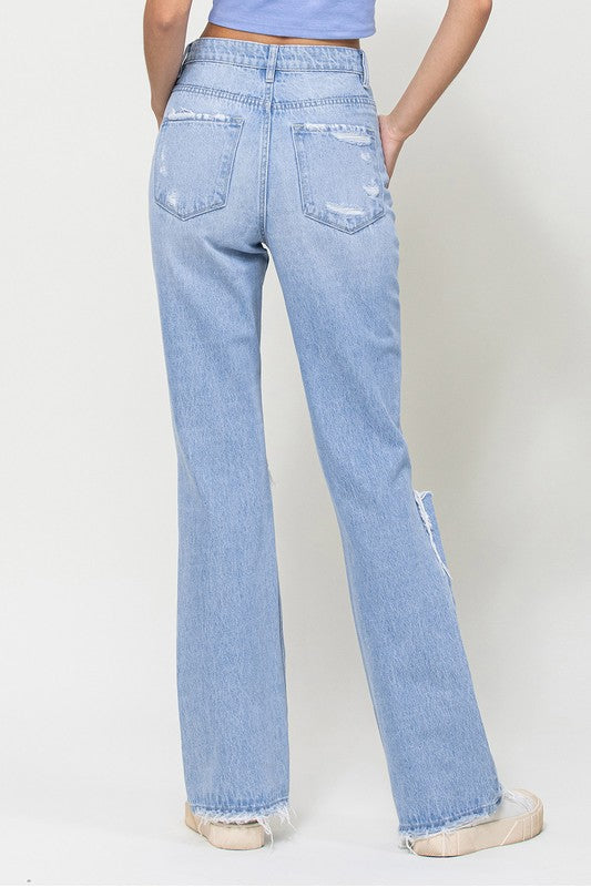 VERVET Western Promise Super High Rise Distressed 90'S Vintage Flare Jeans