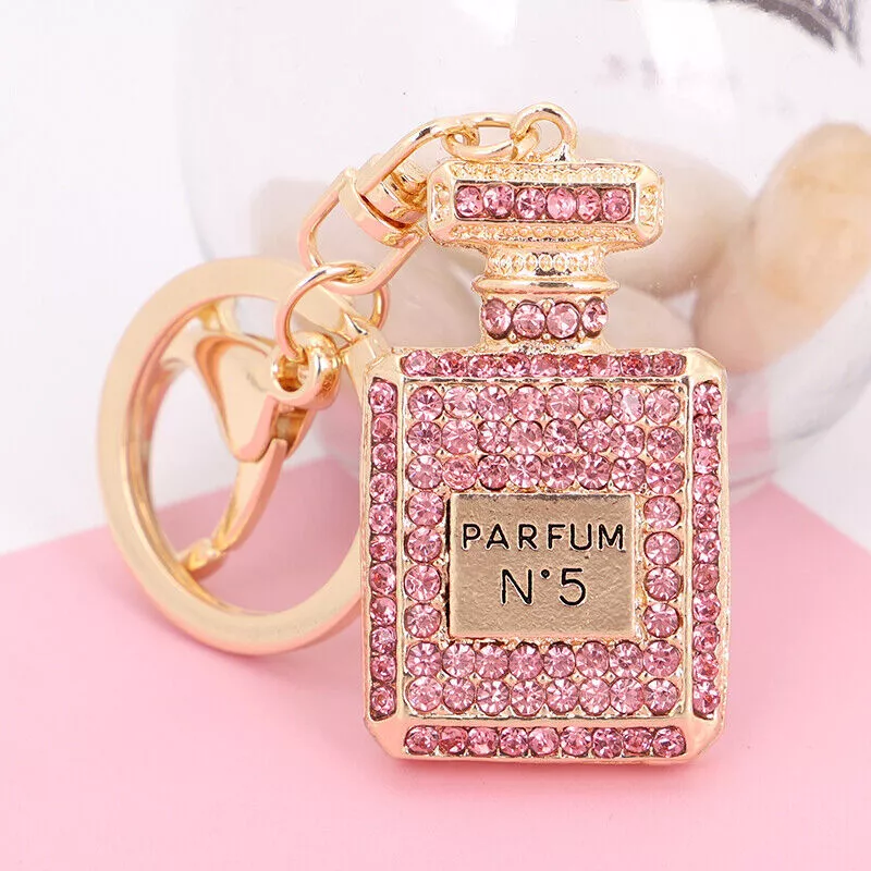 Exquisite Crystal Perfume Bottle Keychain Rhinestone Charm Bag Pendant | Pink