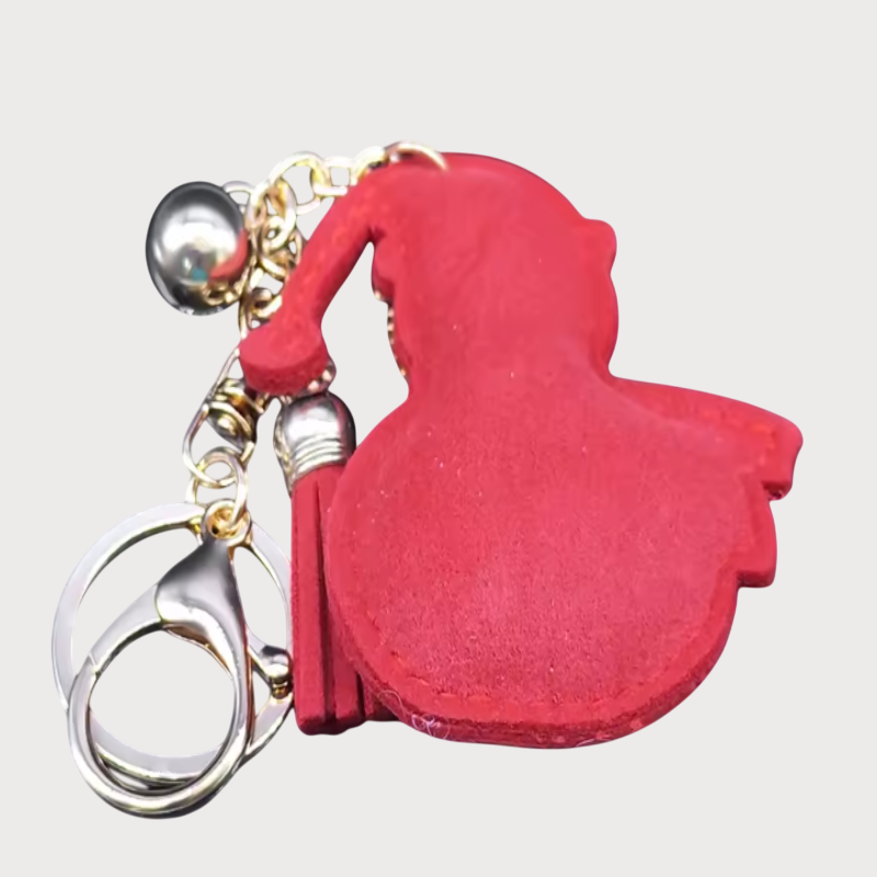 Adorable Rhinestone Snowman Pillow Puffy Tassel Christmas Keychain Bag Charm