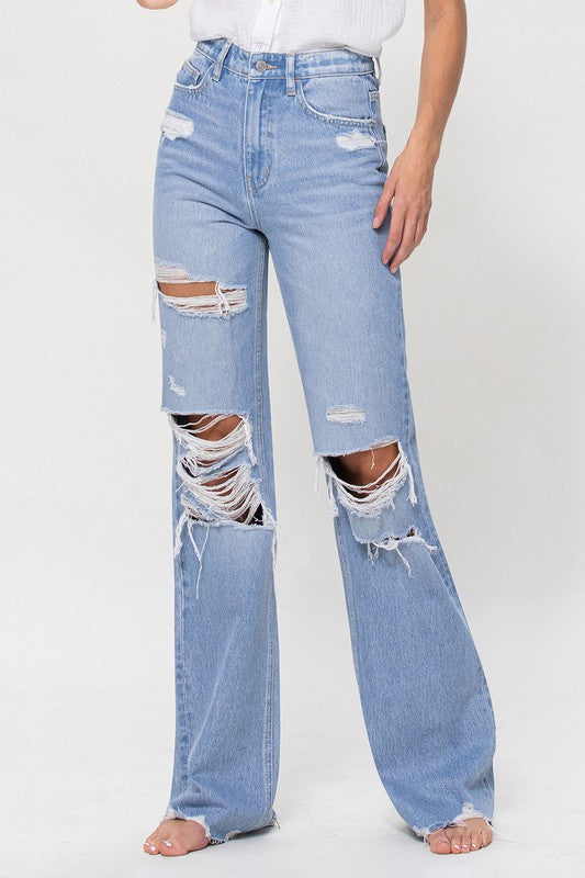 FLYING MONKEY Hotter Than That 90s Vintage Distressed Flare Jeans