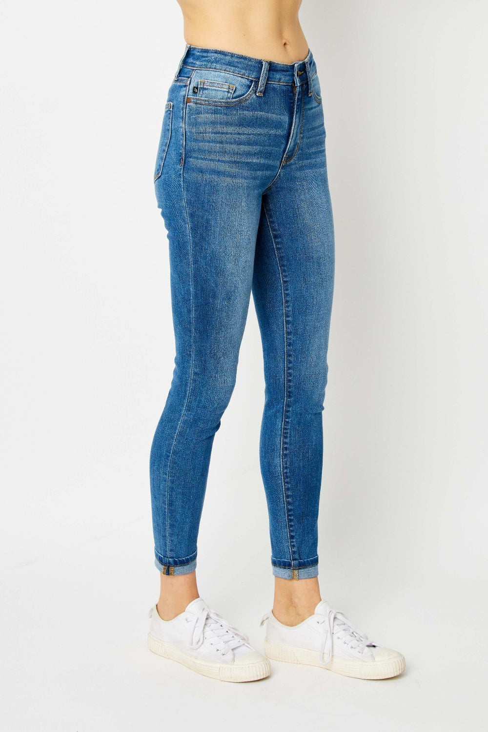 Judy Blue Full Size High Waist Cuffed Hem Ankle Skinny Jeans