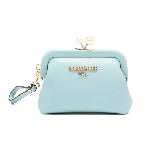 Nicole Lee USA Elsie Vegan Leather Wristlet Strap Pearl Coin Purse