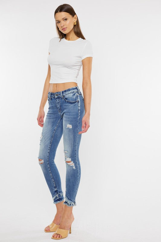 KANCAN All Mid Rise Distressed Ankle Skinny Jeans