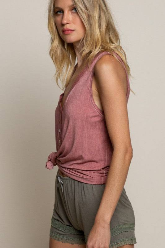 POL Not Your Typical Basic V-Neckline Knit Tank Top
