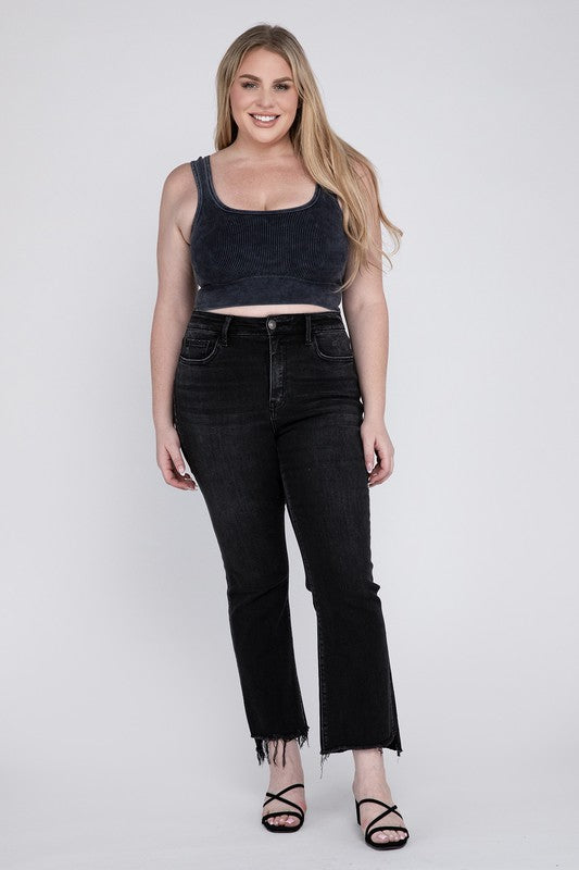 VERVET Righteousness Plus Size High Rise Cropped Flare Jeans