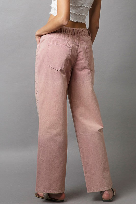 POL Embellishments Gradient Wide Leg Pants | Dusty Pink