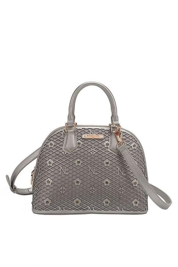Nicole Lee USA Gracie Flower Pattern Pocket Vegan Leather Dome Satchel