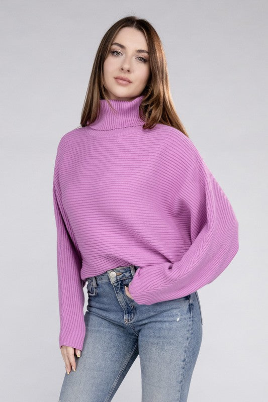 ZENANA Viscose Dolman Sleeves Turtleneck Sweater