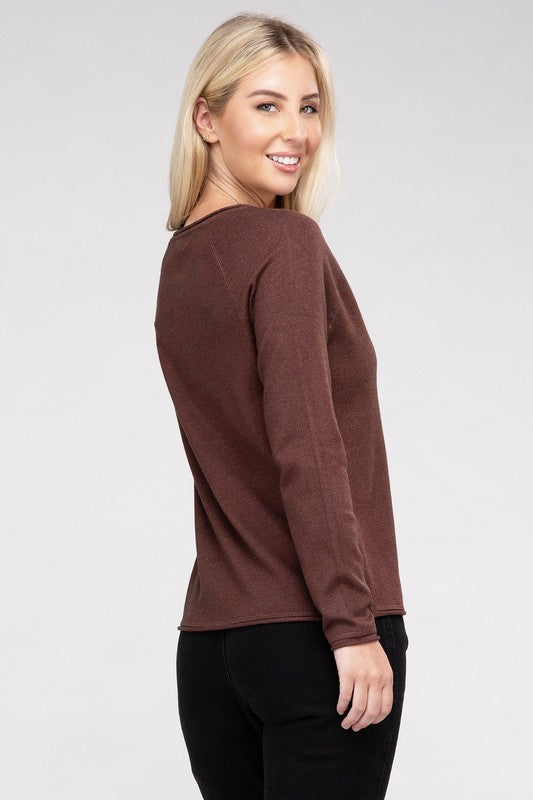 ZENANA Viscose Round Neck Long Sleeves Basic Sweater