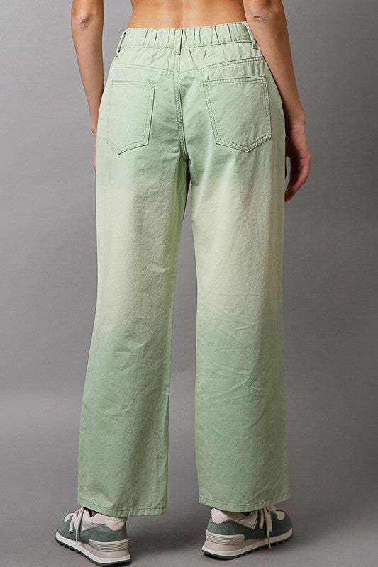 POL Embellishments Gradient Wide Leg Pants | Light Green