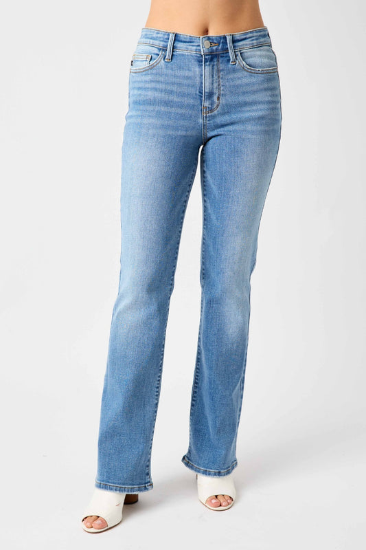 Judy Blue Full Size Mid Rise Waist Zipper Fly Straight Jeans