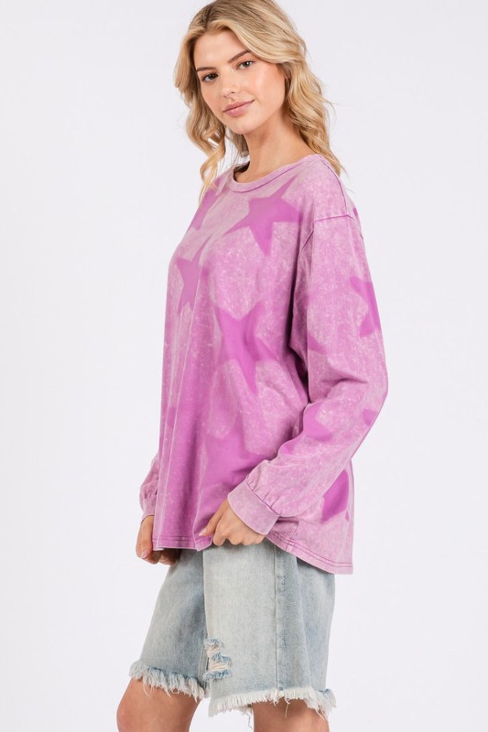 SAGE + FIG Mineral Wash Star Pattern T-Shirt | Mauve