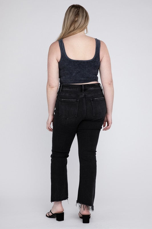 VERVET Righteousness Plus High Rise Frayed Hem Cropped Flare Jeans