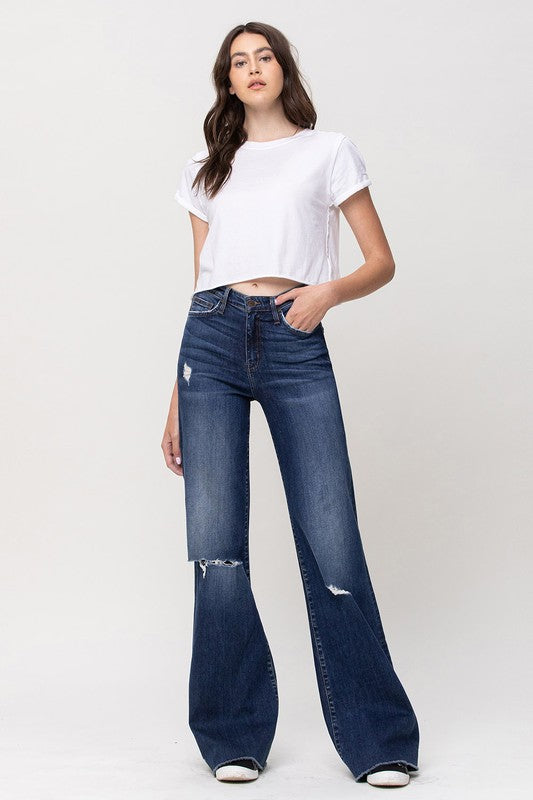 FLYING MONKEY Ocean View High Rise Distressed Wide Leg Jeans