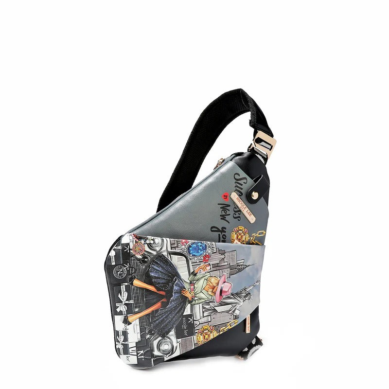 Nicole Lee USA Miranda Vegan Leather Adjustable Strap Slip Pocket Sling Backpack
