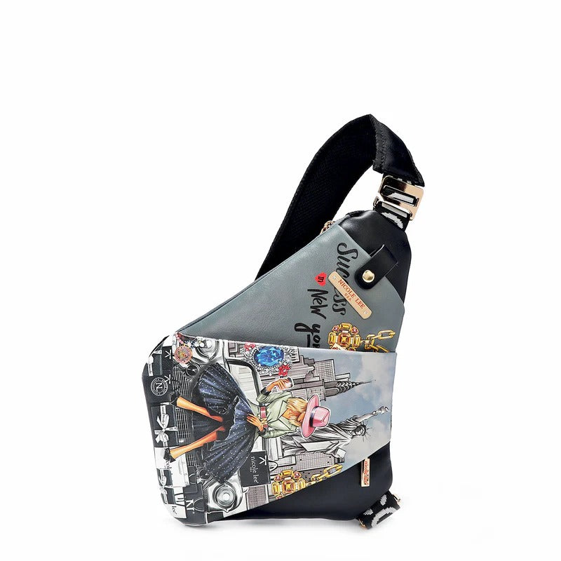 Nicole Lee USA Miranda Vegan Leather Adjustable Strap Slip Pocket Sling Backpack