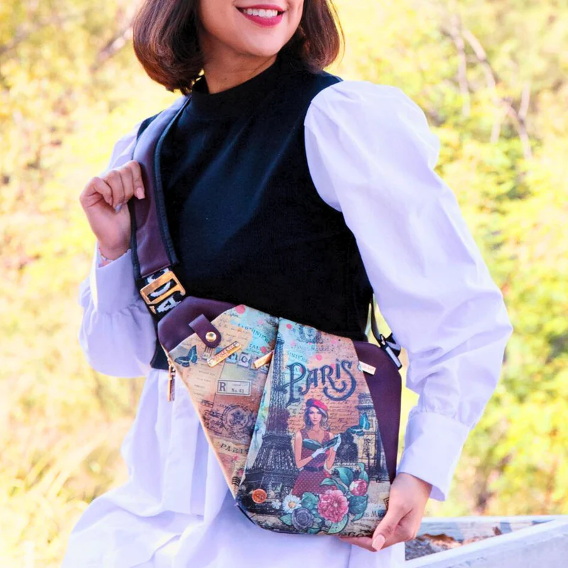 Nicole Lee USA Miranda Vegan Leather Adjustable Strap Slip Pocket Sling Backpack