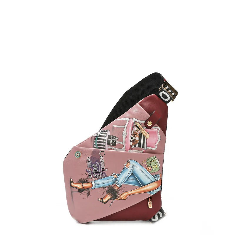 Nicole Lee USA Miranda Vegan Leather Adjustable Strap Slip Pocket Sling Backpack