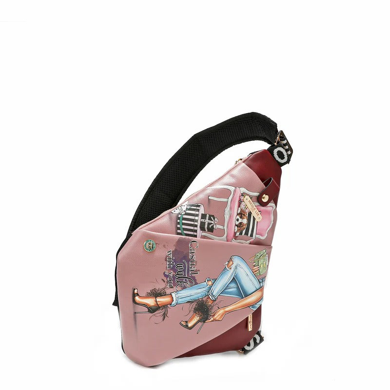Nicole Lee USA Miranda Vegan Leather Adjustable Strap Slip Pocket Sling Backpack