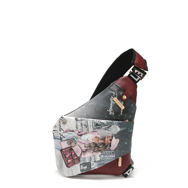 Nicole Lee USA Miranda Vegan Leather Adjustable Strap Slip Pocket Sling Backpack