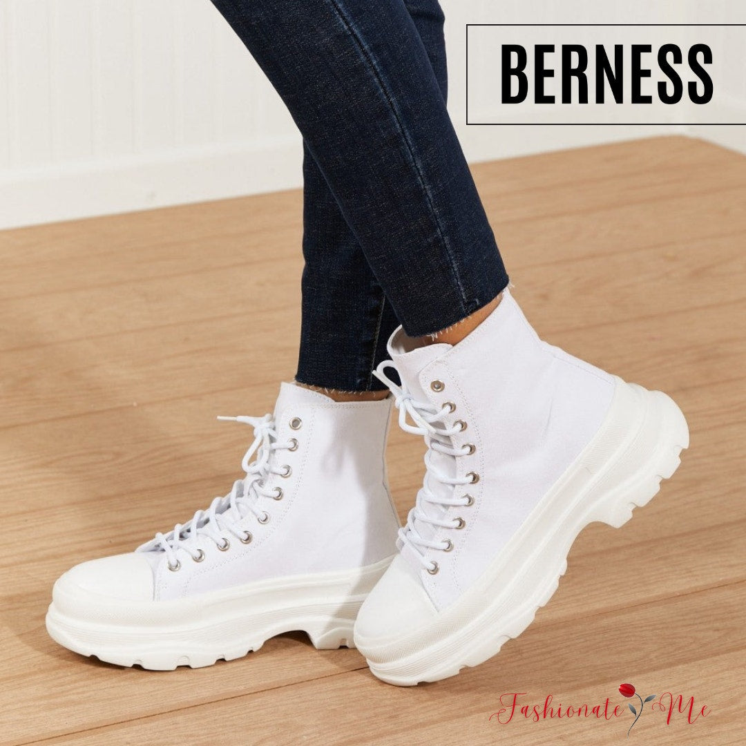 Berness Stick To It White Hi-Top Platform Lace-Up Sneakers | Size 10