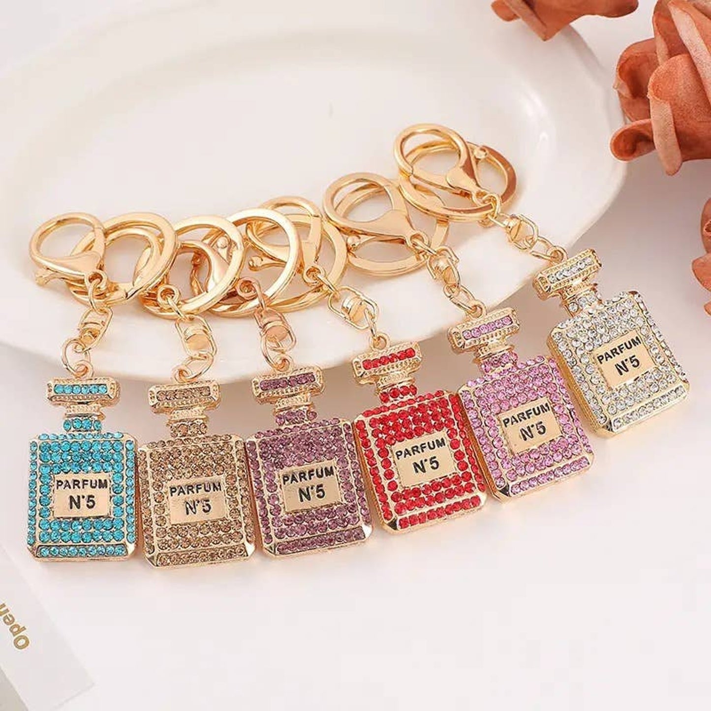 Exquisite Crystal Perfume Bottle Keychain Rhinestone Charm Bag Pendant | Blue